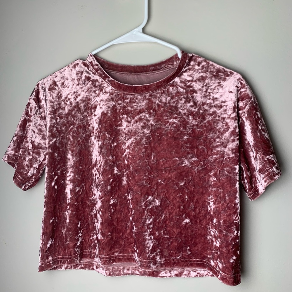 pink crushed velvet top